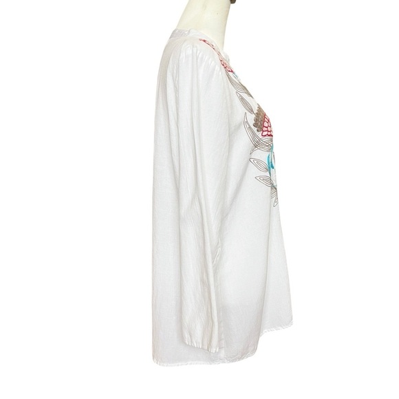 A&A Women’s Size XL White Tunic Embroidered Shells Boho Beachy Summer Casual - Picture 2 of 9